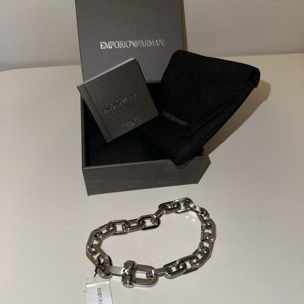 Emporio Armani Stainless Steel Chain Bracelet EGS2865040 New With Box Tag Pouch